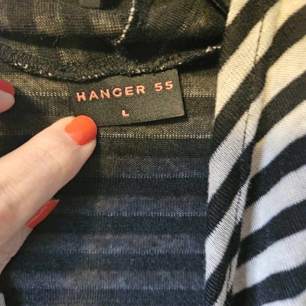 Hanger 55 Women's Size Large Open Cardigan Striped Black & White - Picture 5 of 11